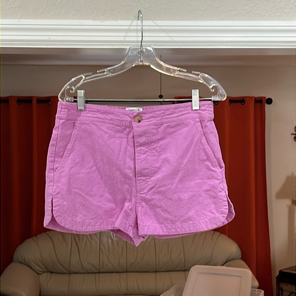 O’NEILL Women’s Pink Linen Blend Button Fly Shorts Size L - Picture 1 of 5